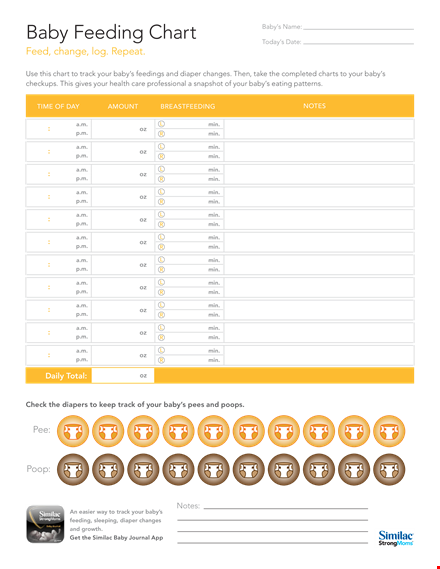 feeding chart template - easily track your feeding schedule template