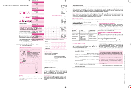 preschool girl growth chart - track height and growth in centile over the years template