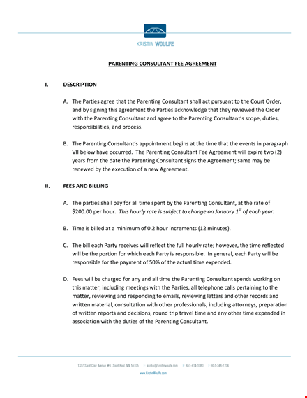 parenting consultant agreement template