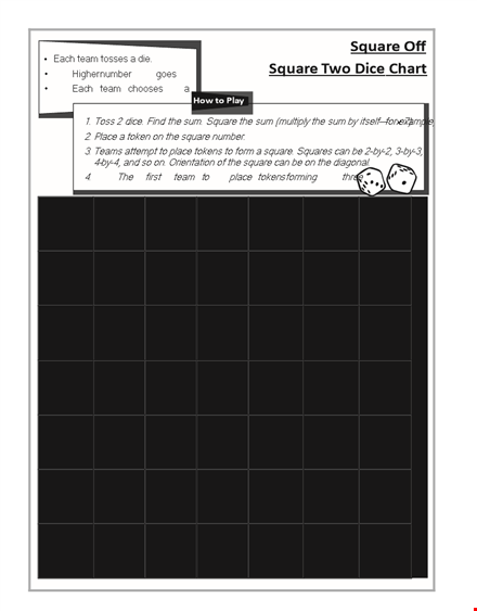 square two dice root chart template