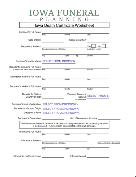 create custom death certificates | easily personalize with first and middle names template