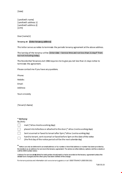 terminate tenancy agreement template template