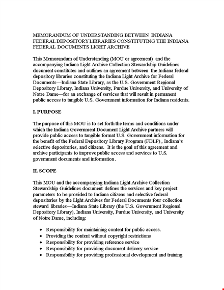 memorandum of understanding template for university libraries | collections | indiana template