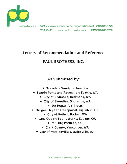 contractor work letter of recommendation template