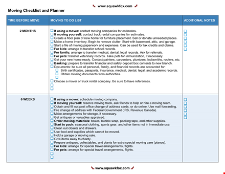 the ultimate moving checklist - ensure nothing left behind template