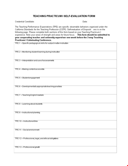 effective self evaluation examples for teaching candidates' learning and disposition template