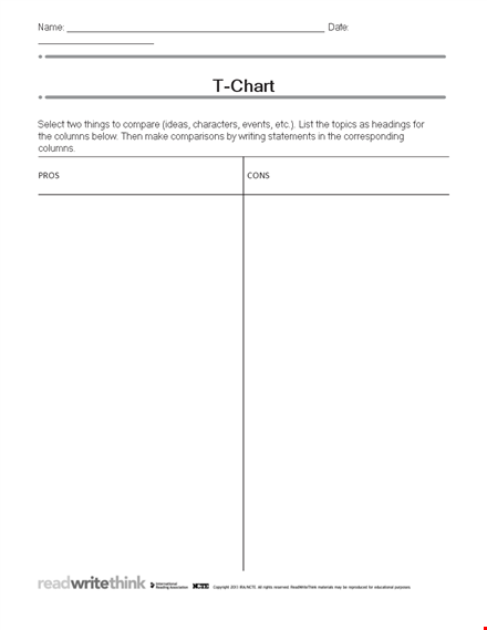 pros and cons chart: comparing columns template