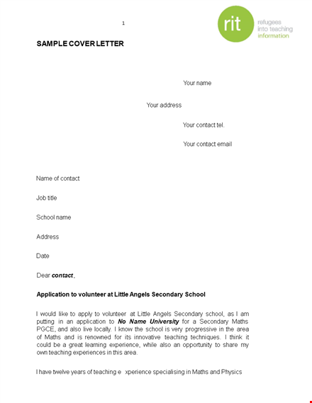 school volunteer job application letter template