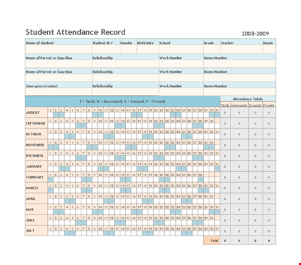 monthly student attendance report template template