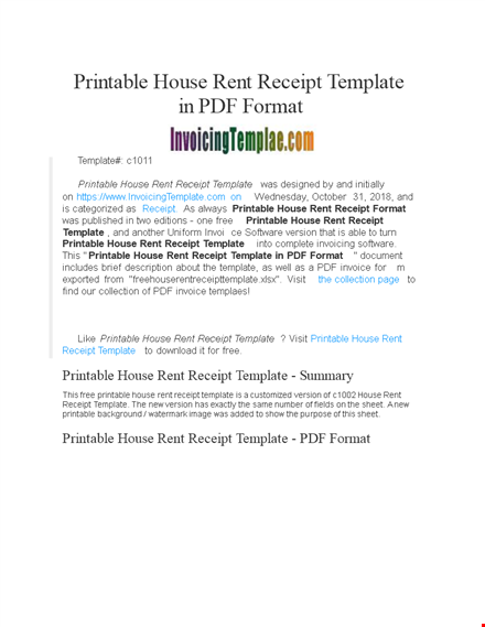 free printable rent receipts | create professional house rent receipts template