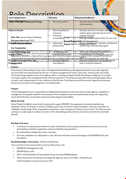 project firefighter job description template