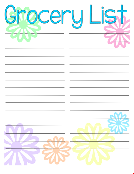 grocery list template - printable and editable template