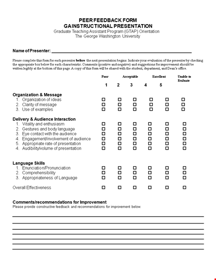 improve your presentation with an audience-focused comment card template template