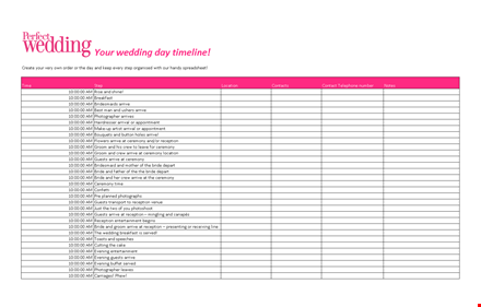 effortlessly manage your wedding guest list: bride, reception, ceremony guests - download now! template