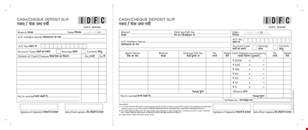 deposit slip template - customizable, printable, and easy to use template