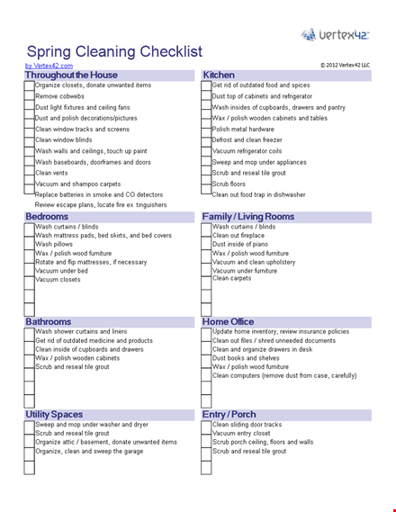 printable spring cleaning list template