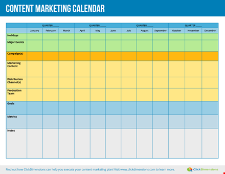 content marketing calendar template - plan and schedule your content effectively template