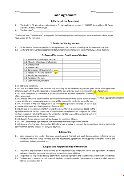 simple loan agreement template: free download for borrower and lender parties template