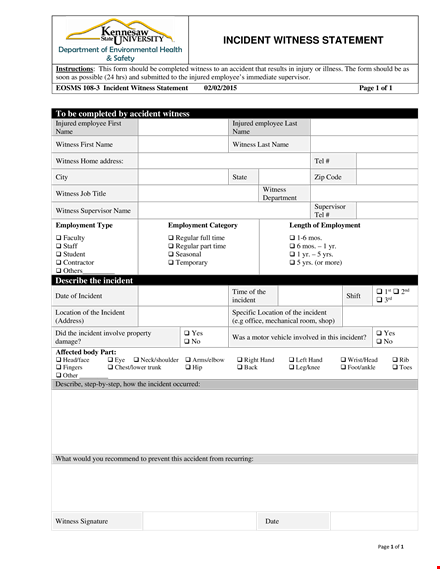 capture important details with an incident witness statement – get reliable information template