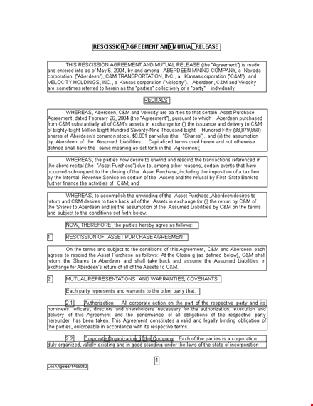 rescission agreement template - legal document for canceling contracts template