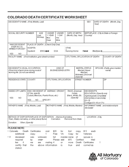 create custom death certificates | easily specify details template