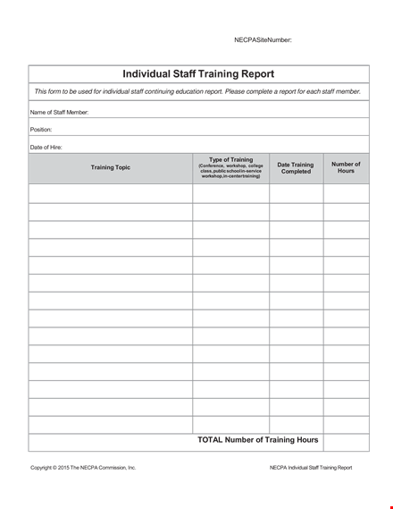 staff training report template