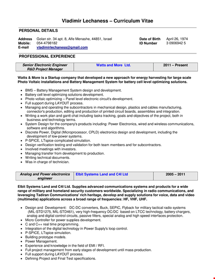 electronics service engineer - design, development, production & power template