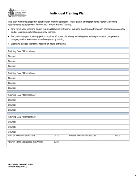 individual training plan template