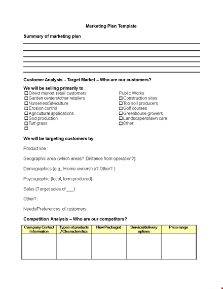 marketing plan template . template