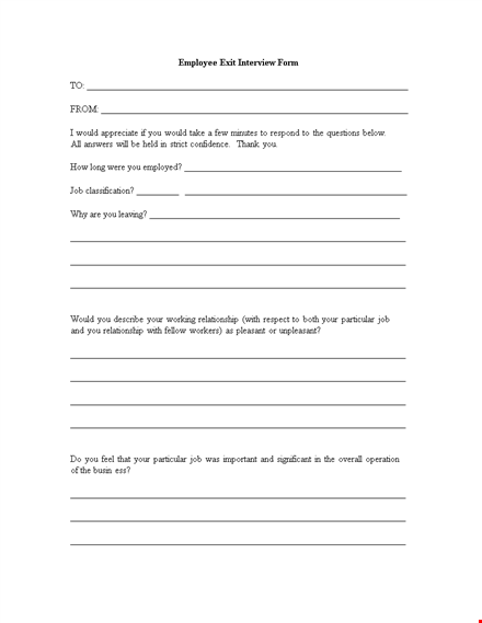 employee exit interview form: gather valuable insights on employee departures template