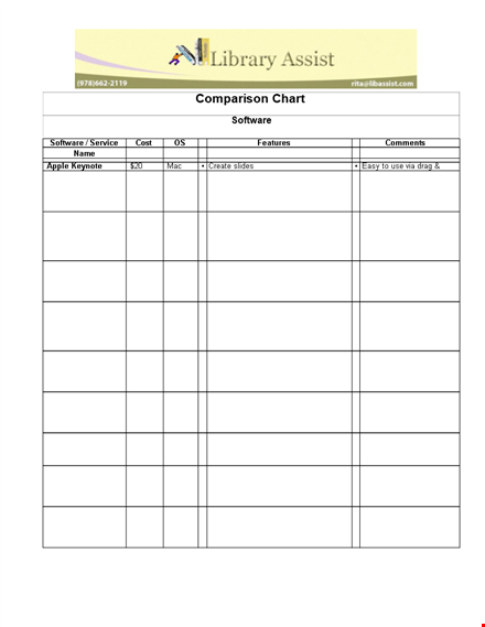 comparison chart template template