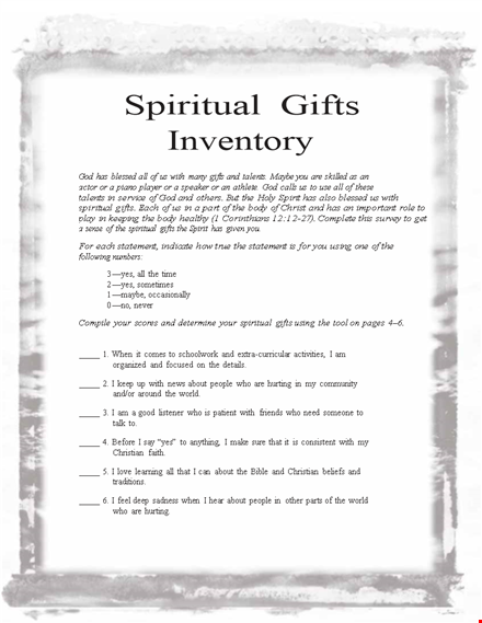 spiritual gift template