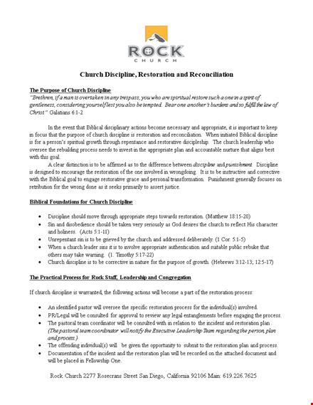 church disciplinary action form template