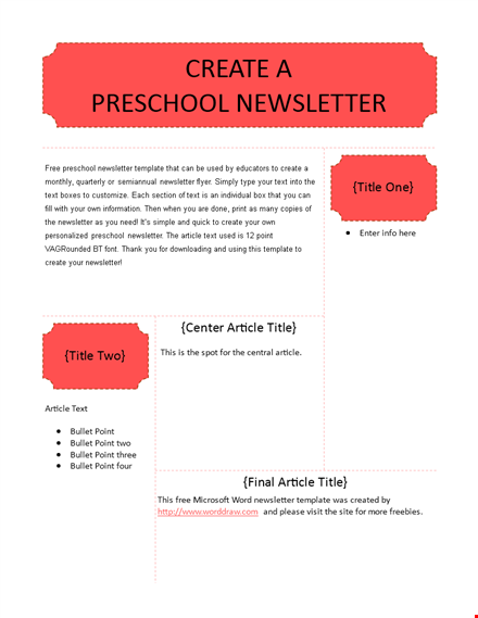 editable preschool newsletter template for engaging updates template