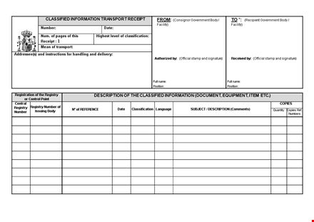 classified information transport template