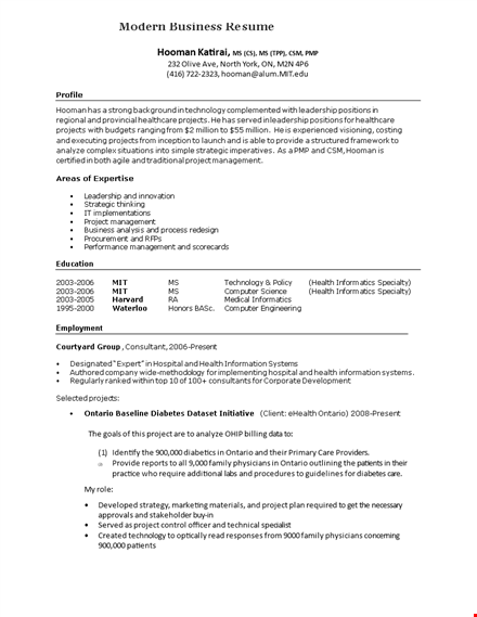 modern business resume format template