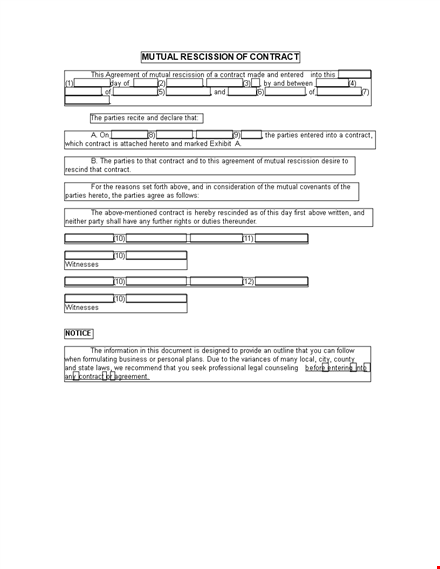 mutual rescission agreement - simplify rescission process template