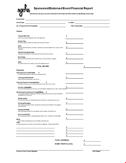 event financial: manage event expenses and boost revenue template