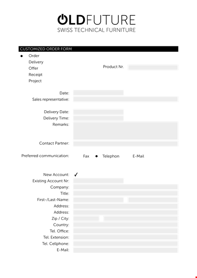 delivery order - product specification for efficient delivery template