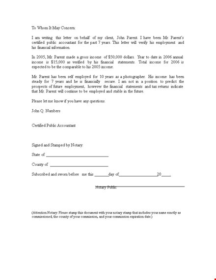 get your income verification letter signed by a notary public - verify parent's income template