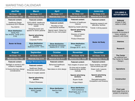 marketing content calendar template template