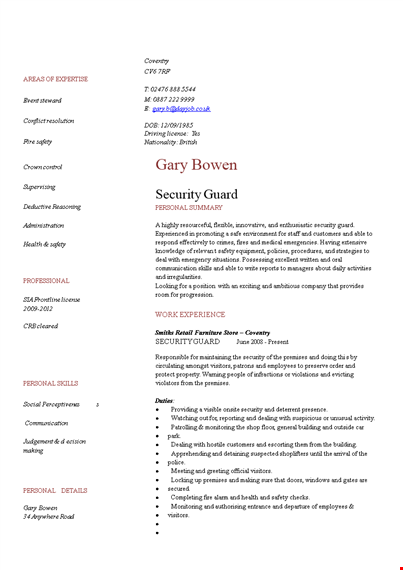 experience resume template