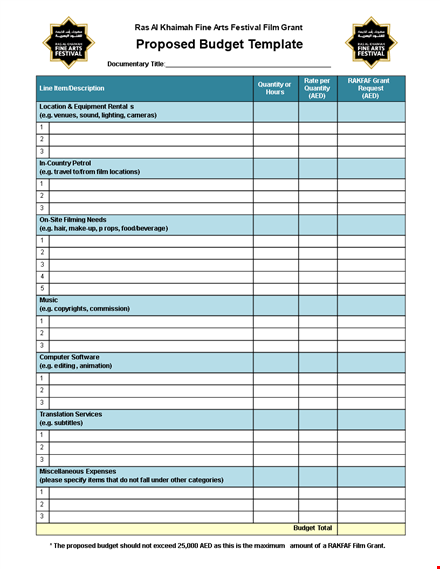 film budget template - support your film project with a grant template