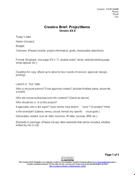 creative brief template | streamline your projects with email support template