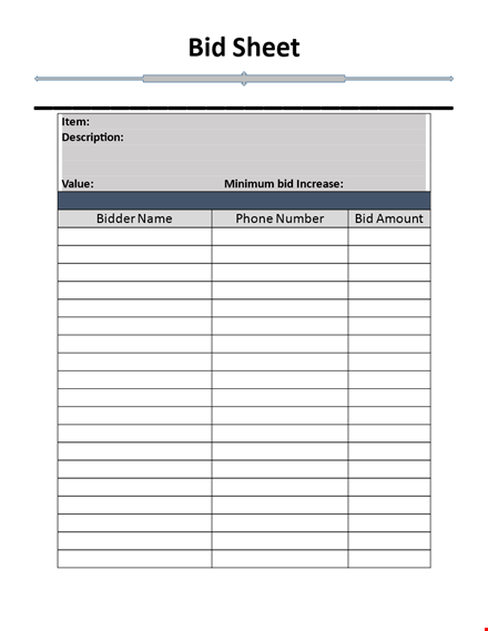 get the best deals: silent auction bid sheet for maximum value and accurate descriptions template