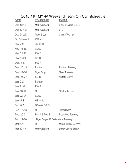 on call schedule template template