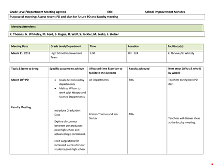 school department meeting agenda template - efficient and organized school meetings template