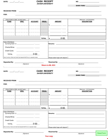 received credit receipt | simple cash template