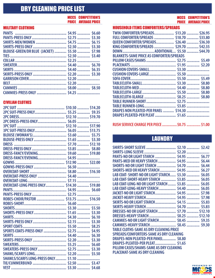 drycleanprice template