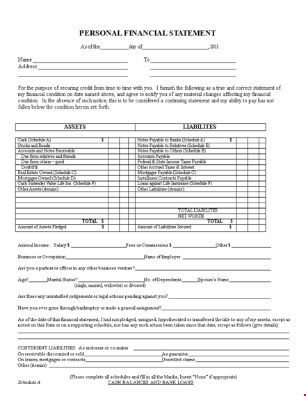 create accurate personal financial statements with our easy-to-use template template